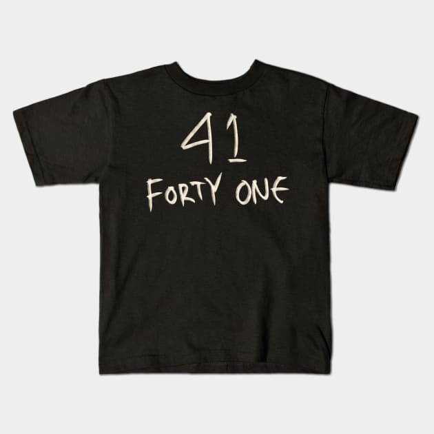 Hand Drawn Letter Number 41 Forty One Kids T-Shirt by Saestu Mbathi